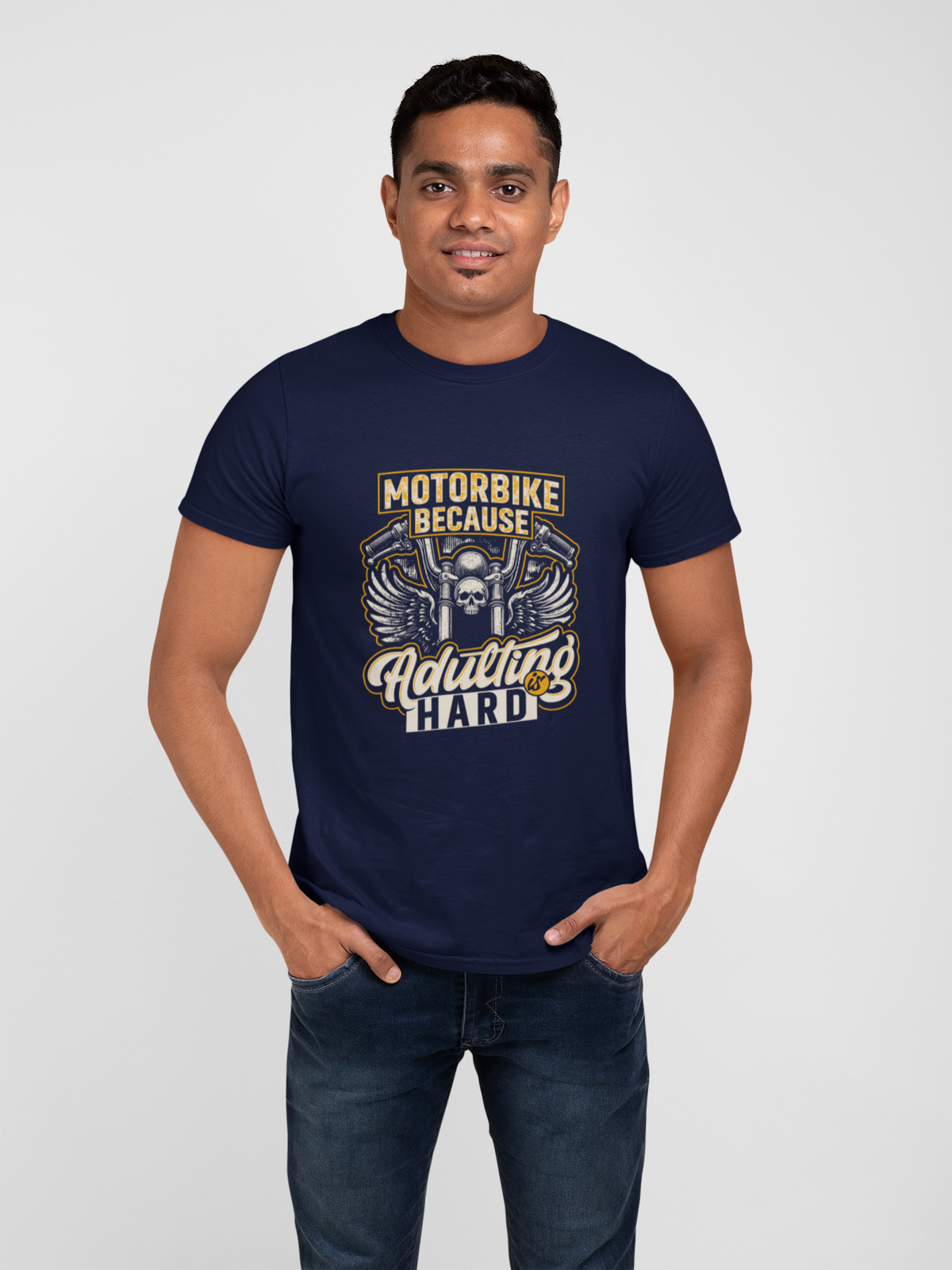 Motorbike Because Adulting Is Hard Men Classic Crew T-Shirt